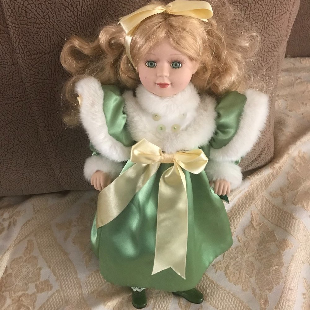 Brass Key Porcelain Doll Collection Key to your Heart  14 inch